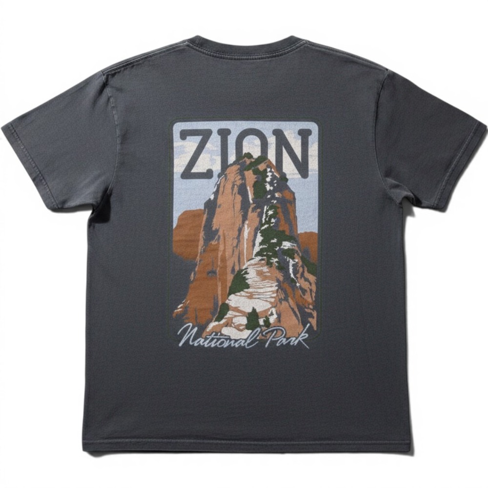 Comfort Colors Zion National Park Graphic T-Shirt Grey Distressed‎ Medium GORP